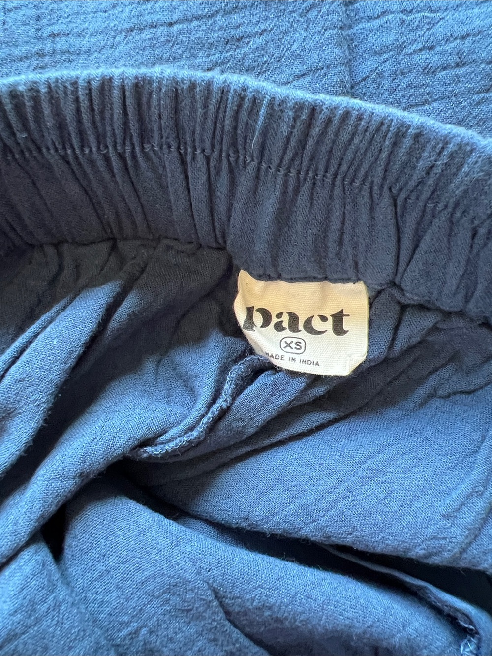 Pact Organic Coastal Double Gauze Tapered Pull-On Pant XS French Navy - Picture 8 of 9